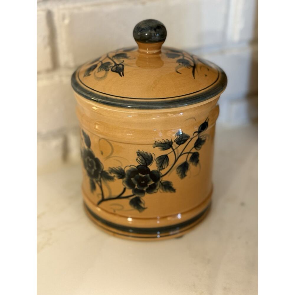 Katherine's Collection Handpainted In Thailand Rare Blue Flower canister